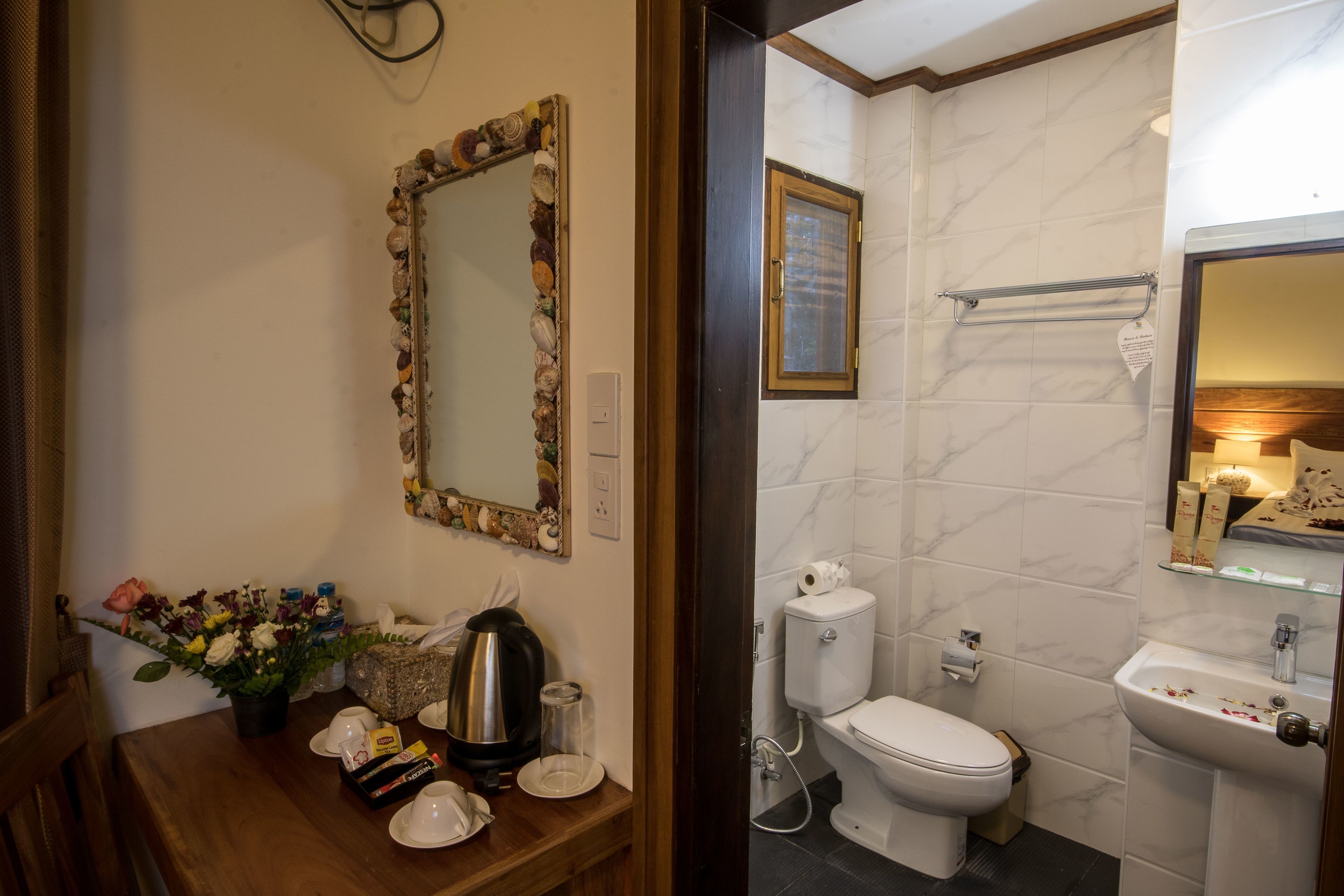 standard room | bathroom | shower, free toiletries, hair dryer, slippers