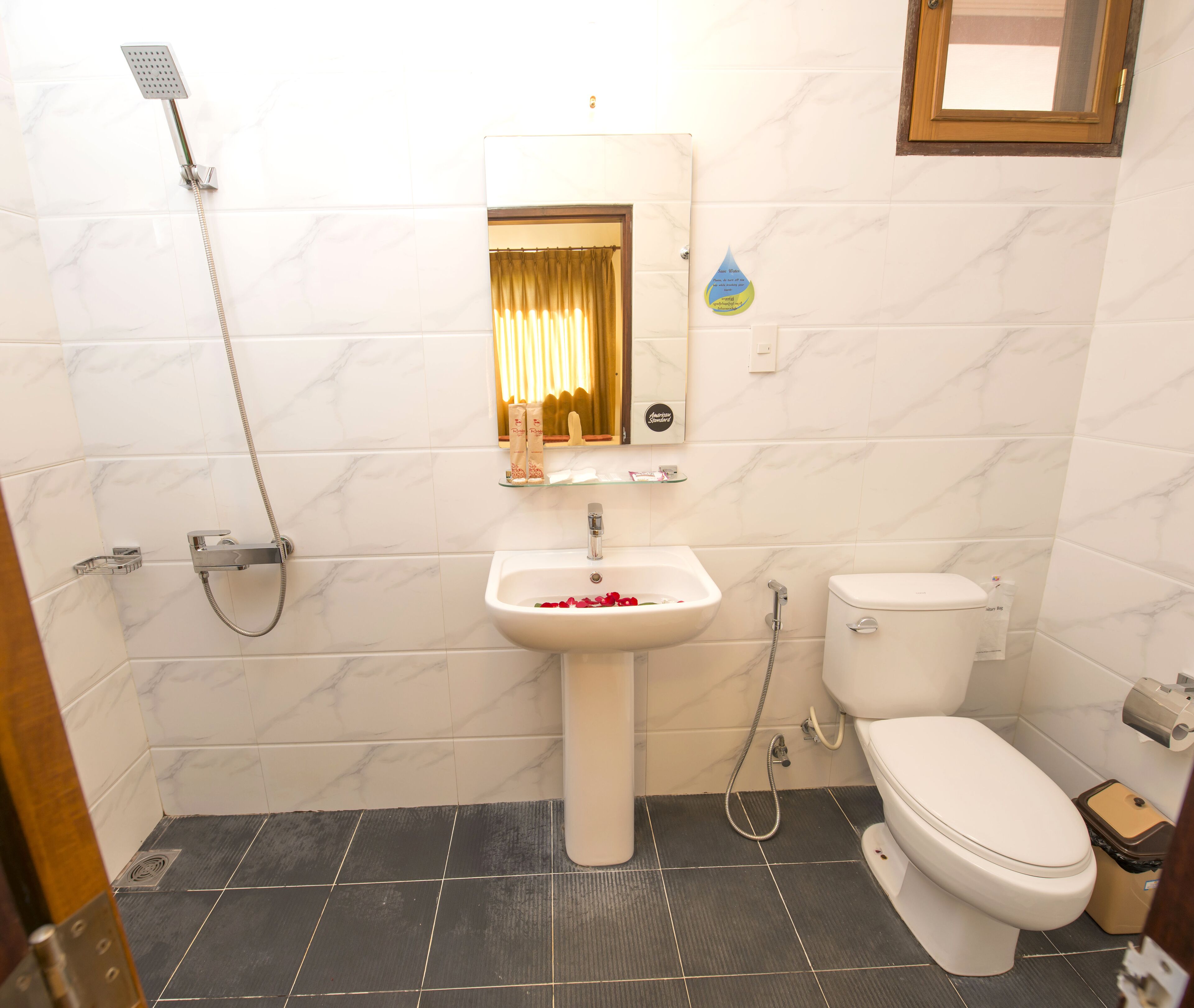 superior room | bathroom | shower, free toiletries, hair dryer, slippers