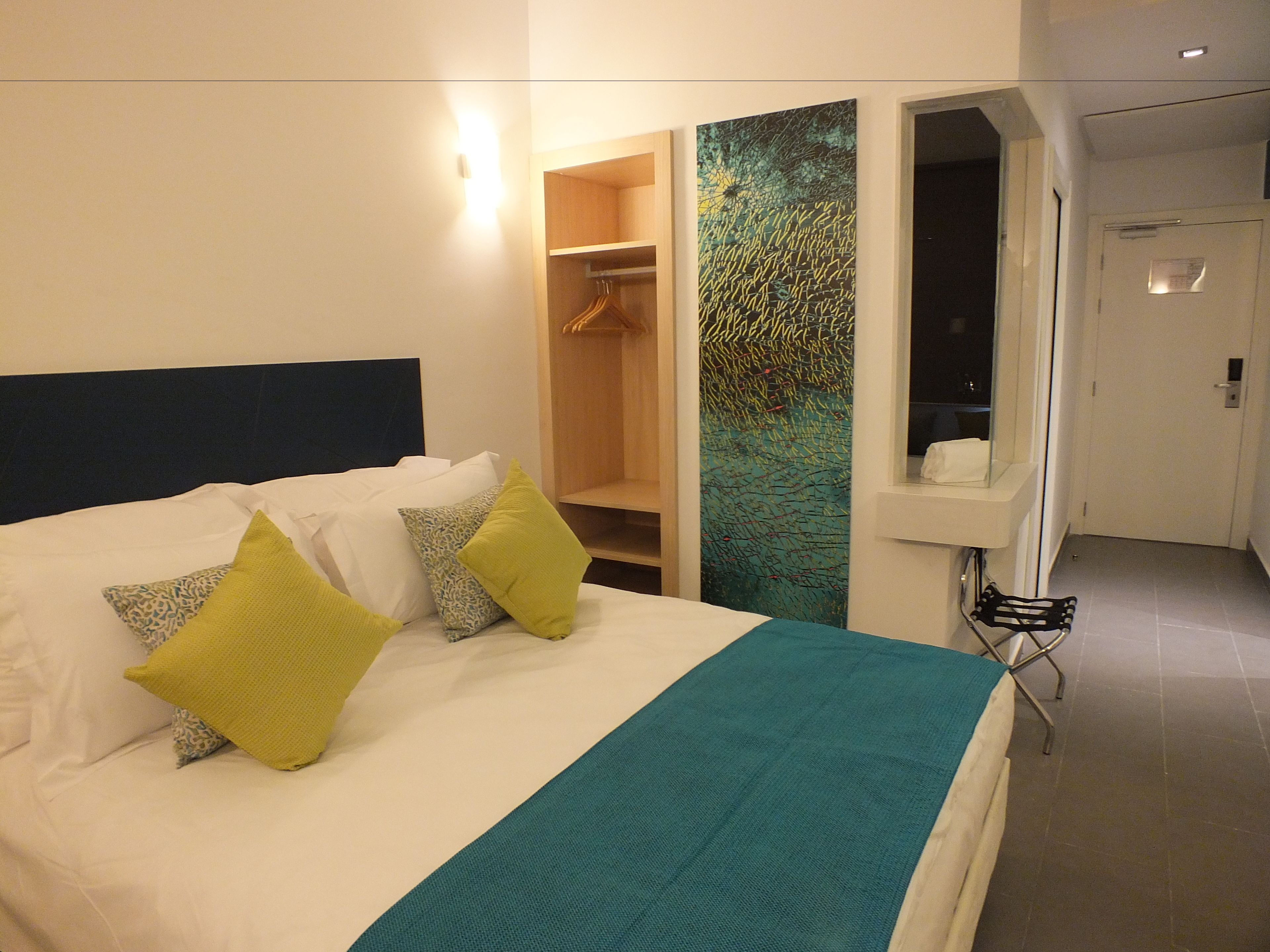 premium bedding, desk, blackout curtains, soundproofing