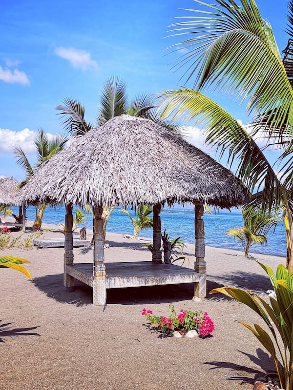 Private beach, white sand, free beach cabanas, sun loungers