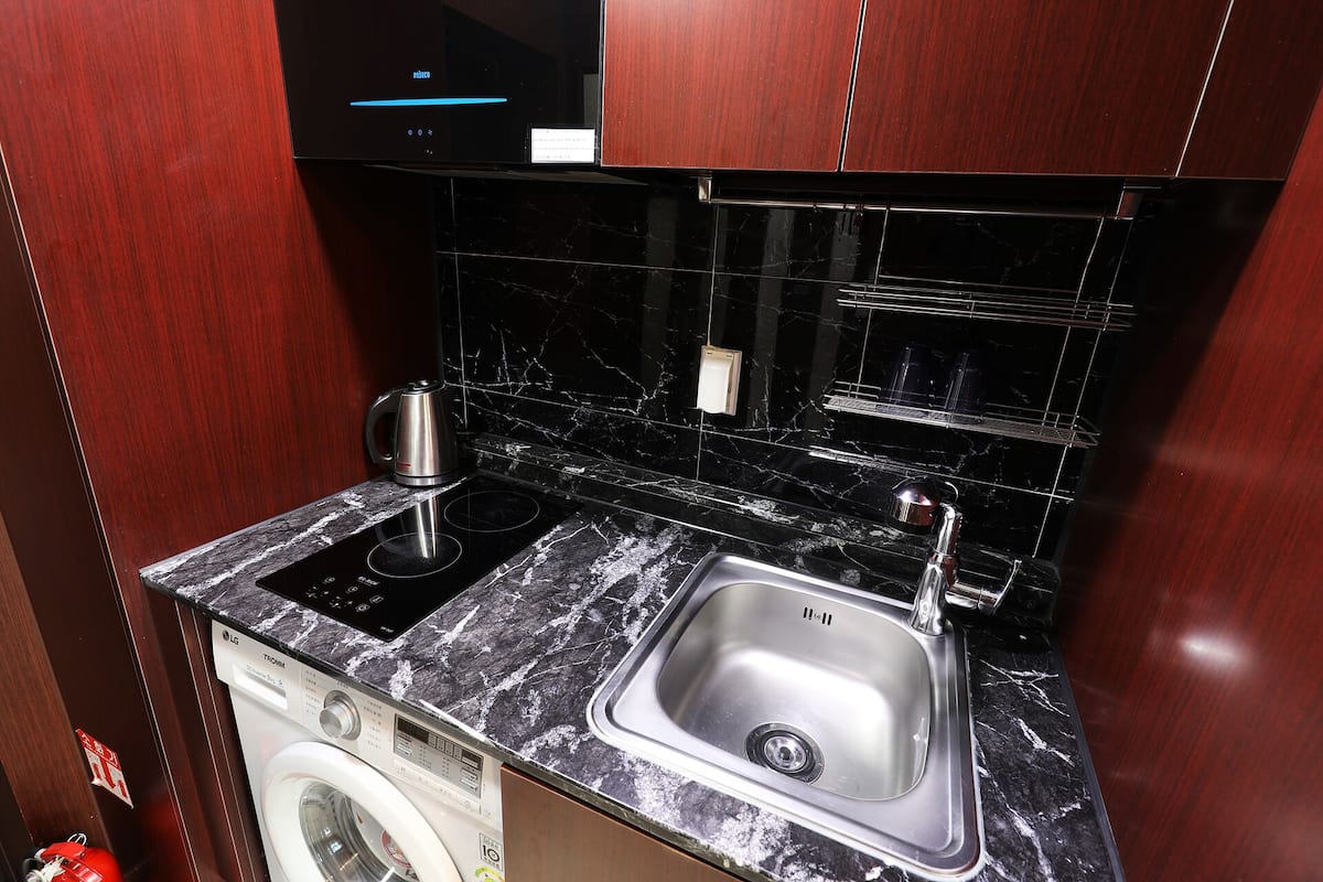 fridge, microwave, stovetop