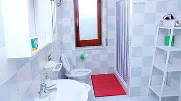 Shower, free toiletries, hair dryer, bidet