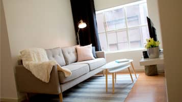 Flat-screen TV, DVD player, pay films
