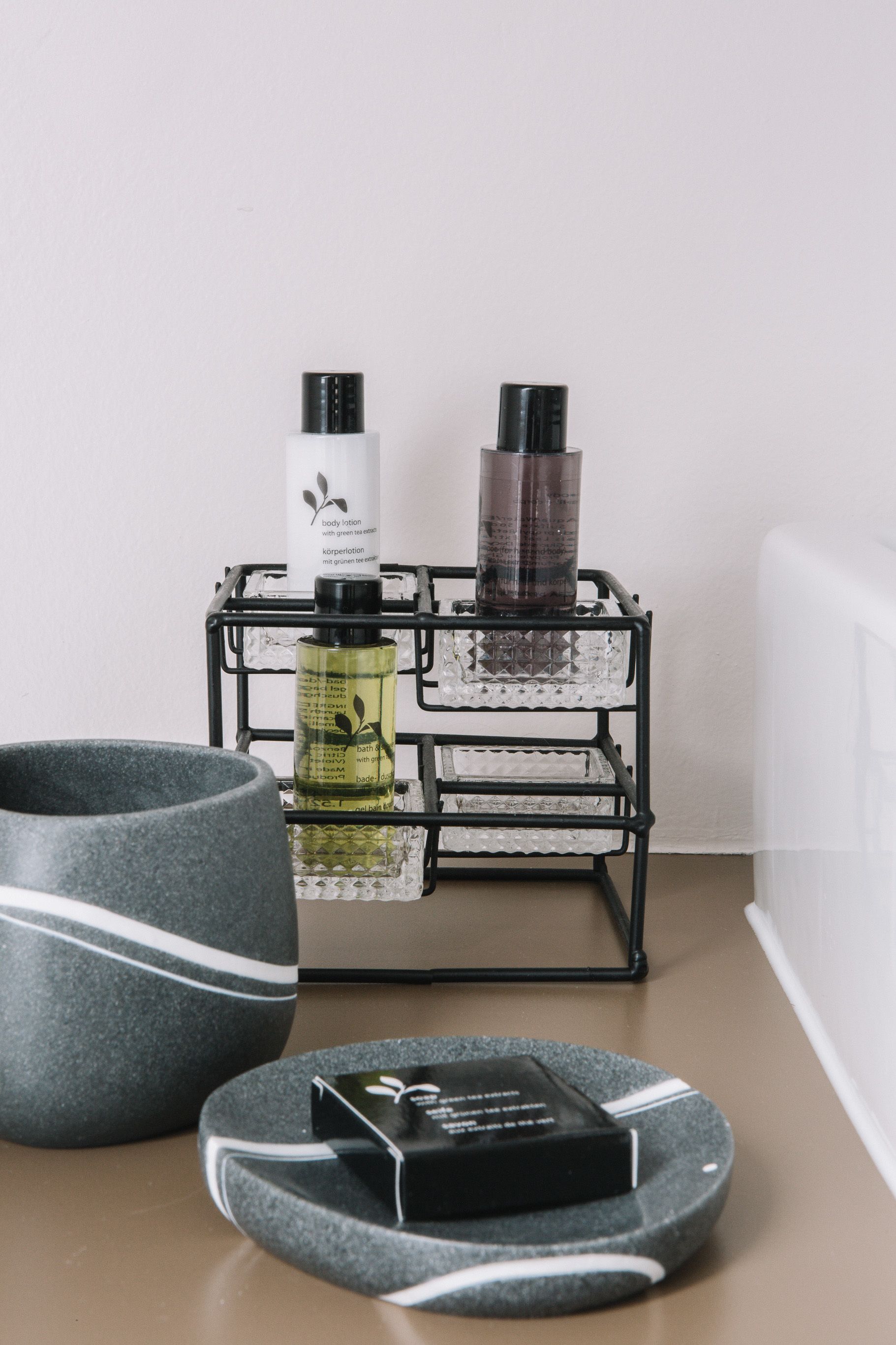 free toiletries, hair dryer, towels