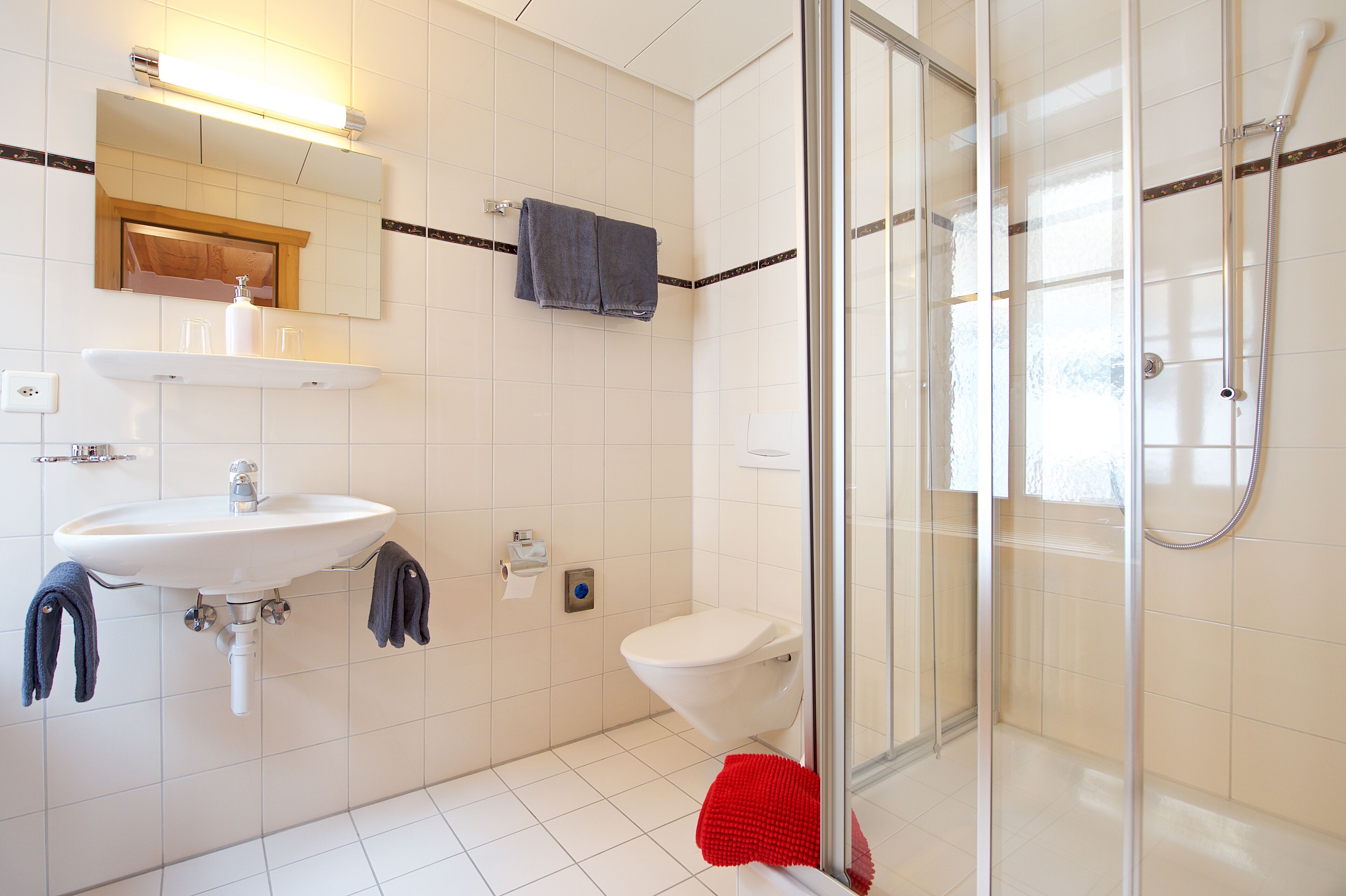 private double room with matterhorn view | bathroom | shower, towels