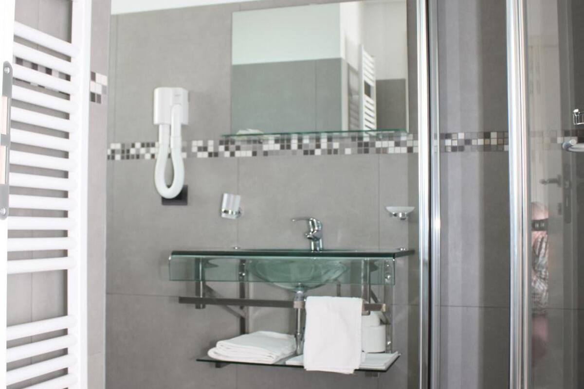 shower, free toiletries, hair dryer, bidet