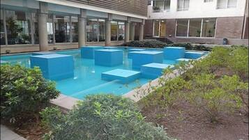 Outdoor pool, pool loungers