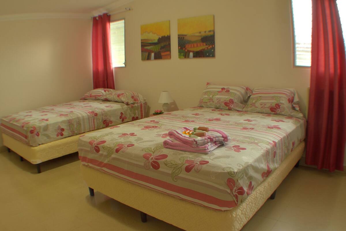 Family Quadruple Room, 2 Queen Beds | Premium bedding, iron/ironing board, free cots/infant beds