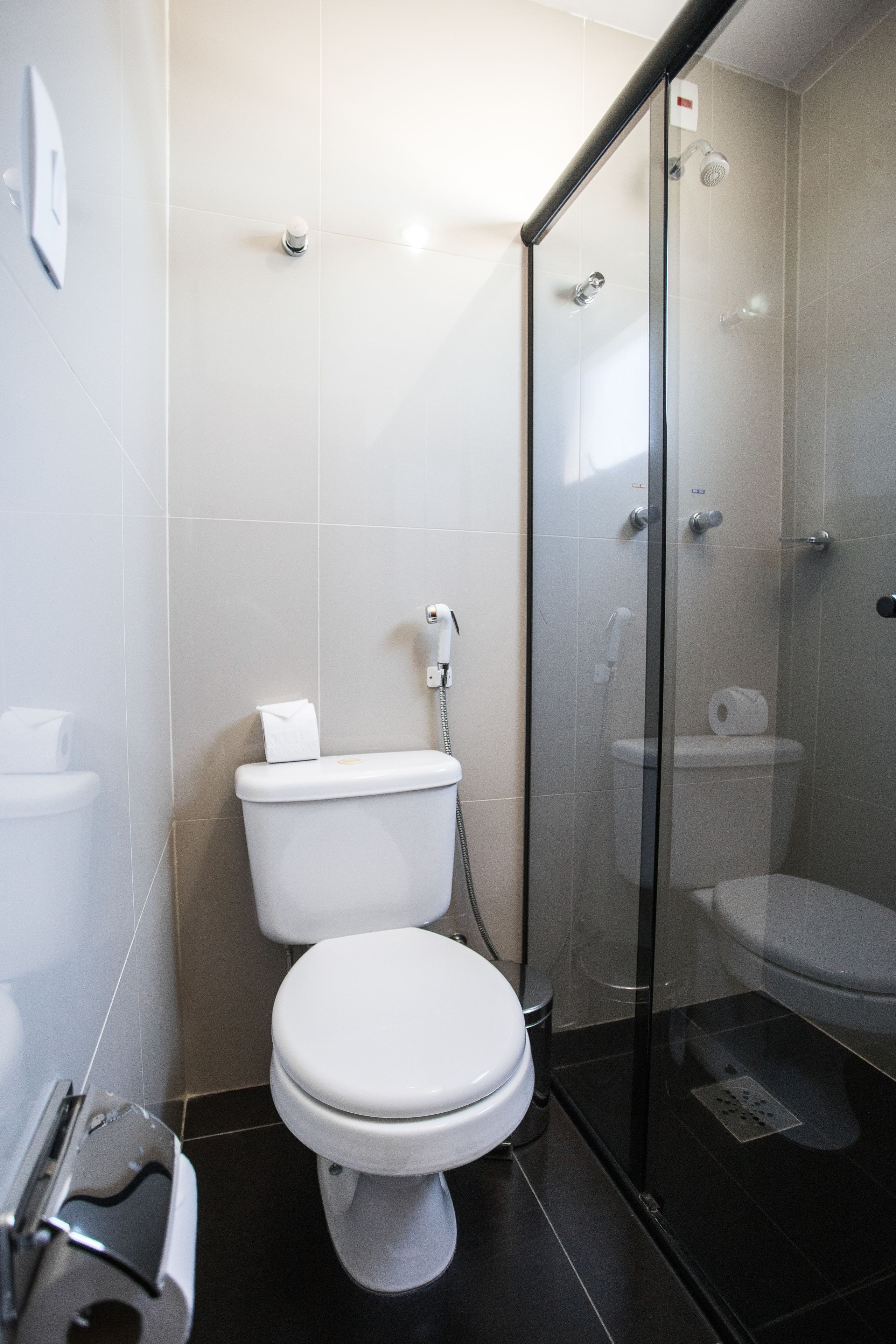 standard room | bathroom | shower, free toiletries, hair dryer, towels