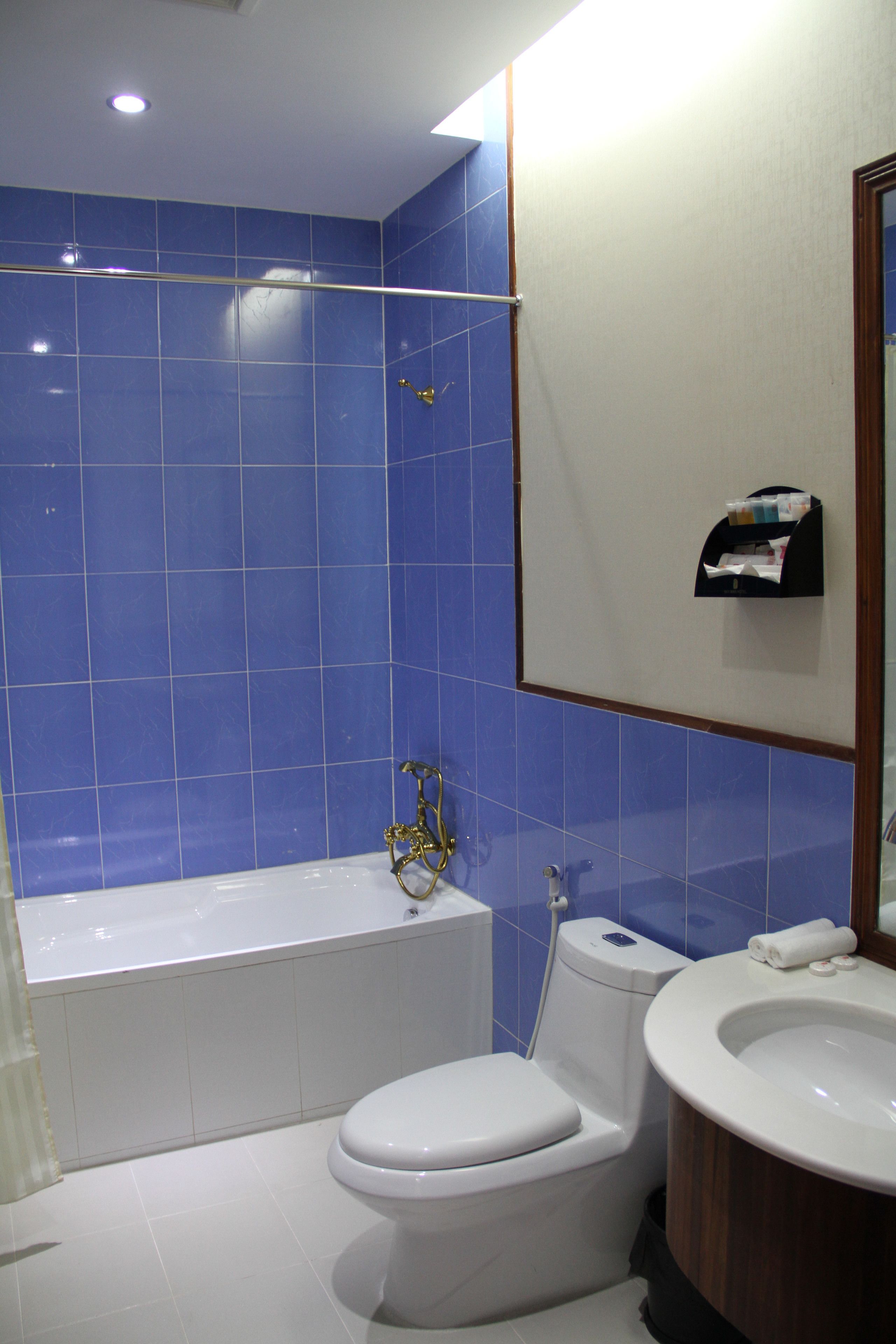 combined shower/bathtub, deep-soaking bathtub, free toiletries