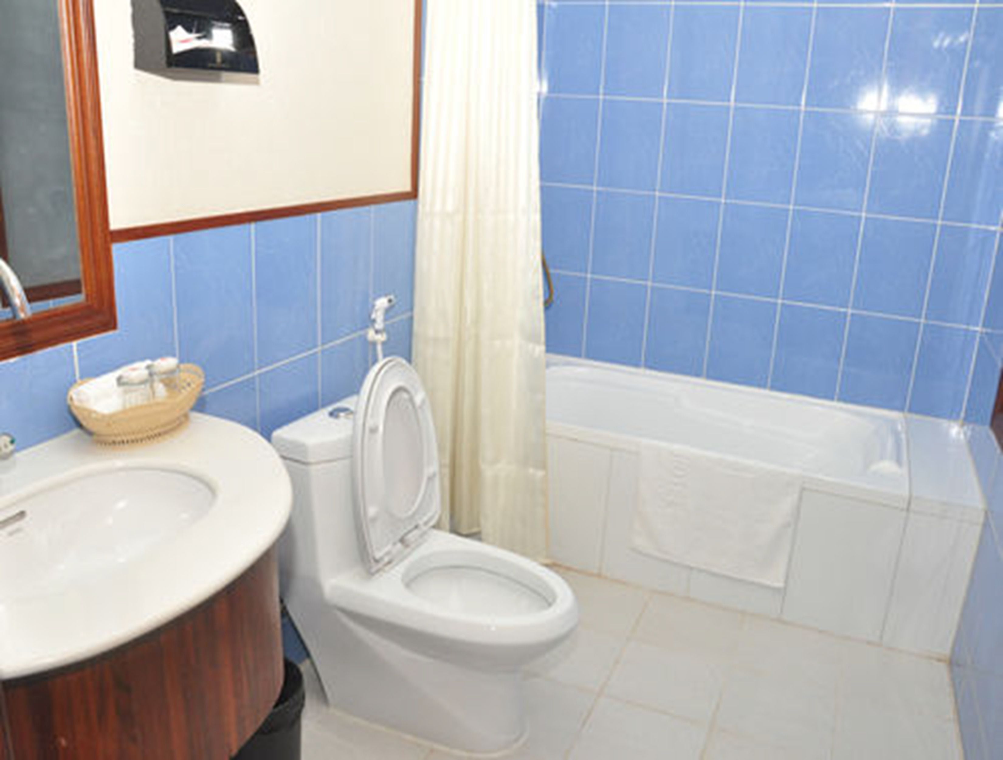 deluxe room | bathroom | combined shower/bathtub, deep-soaking bathtub, free toiletries