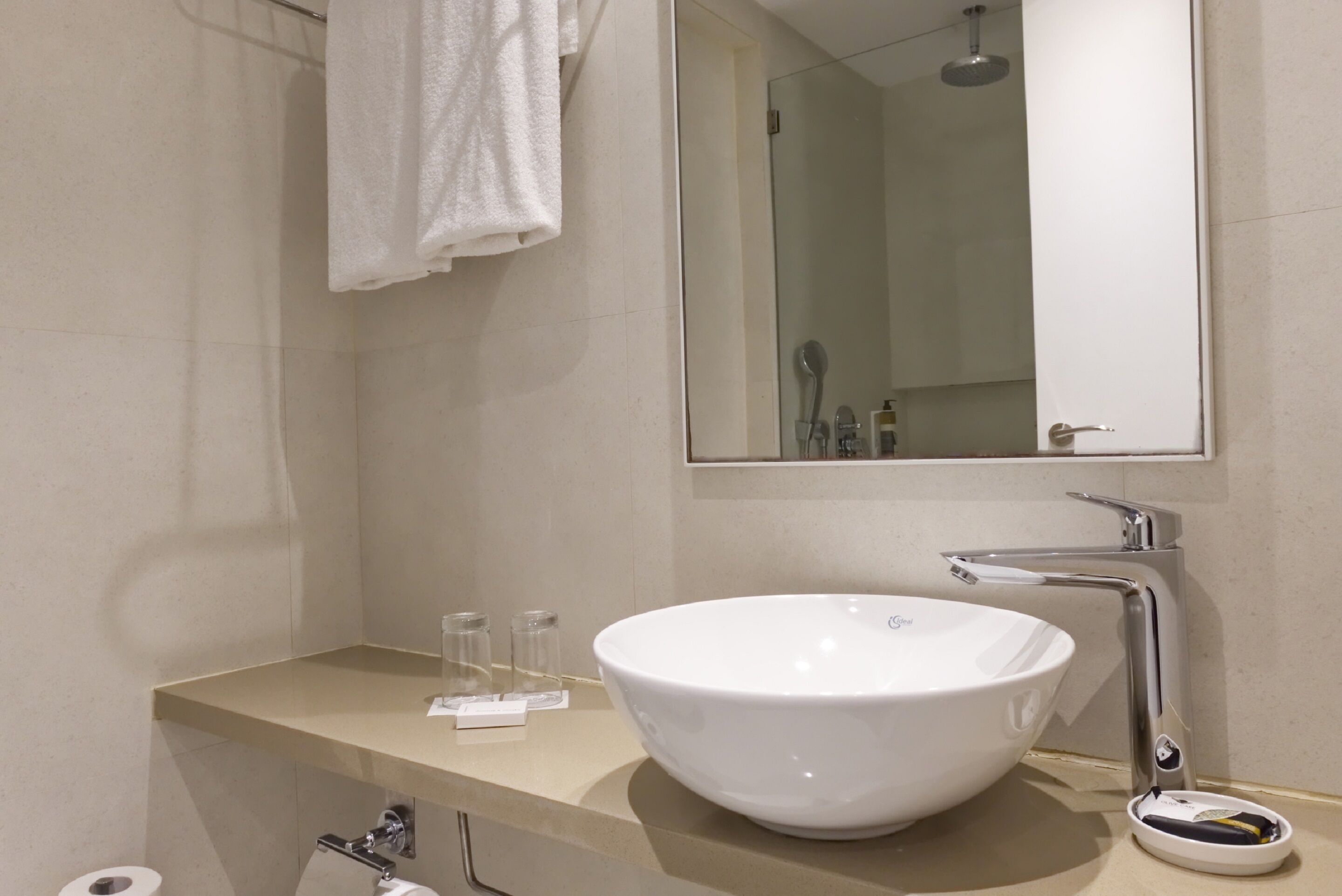 free toiletries, hair dryer, towels