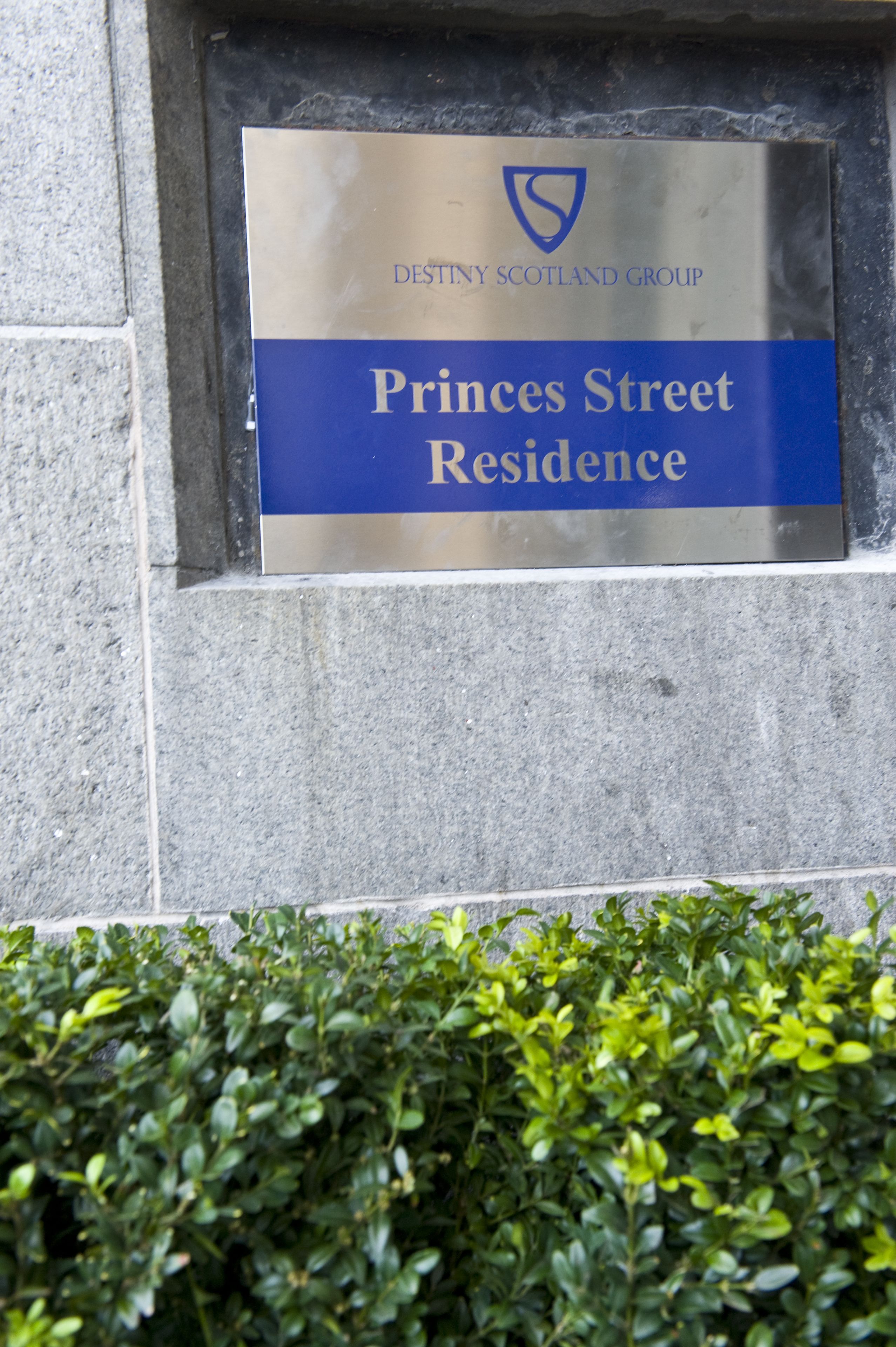 A sign for Princes Street Residence by Destiny Scotland Group.