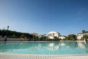 Outdoor pool, open 8:00 AM to 7:00 PM, pool umbrellas, sun loungers