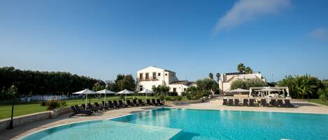 Outdoor pool, open 8:00 AM to 7:00 PM, pool umbrellas, pool loungers