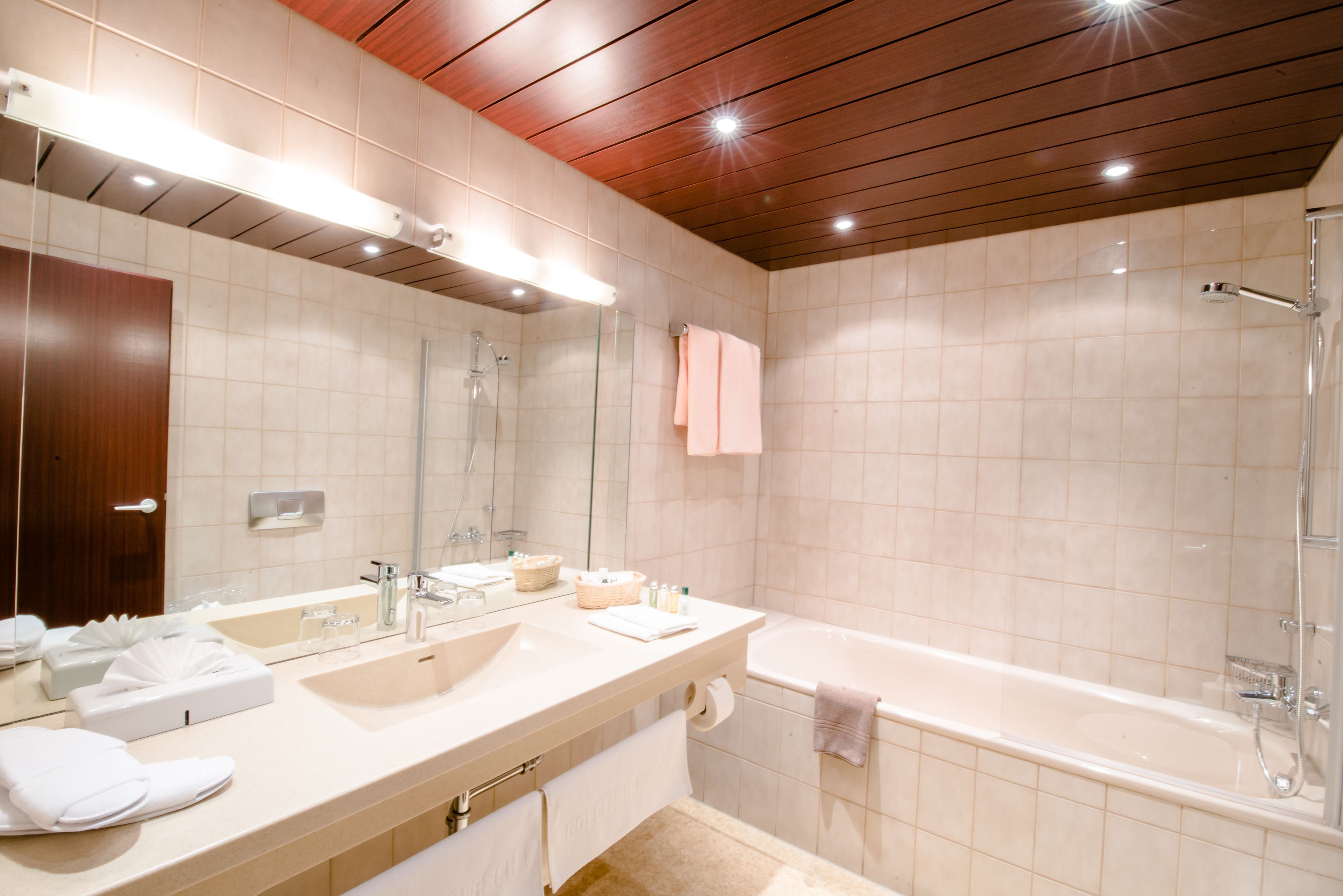 free toiletries, hair dryer, bidet, towels