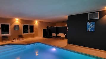 Indoor pool, open 8:30 AM to 9:00 PM, free cabanas, sun loungers