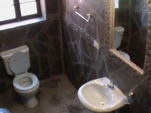 Shower, free toiletries, hair dryer