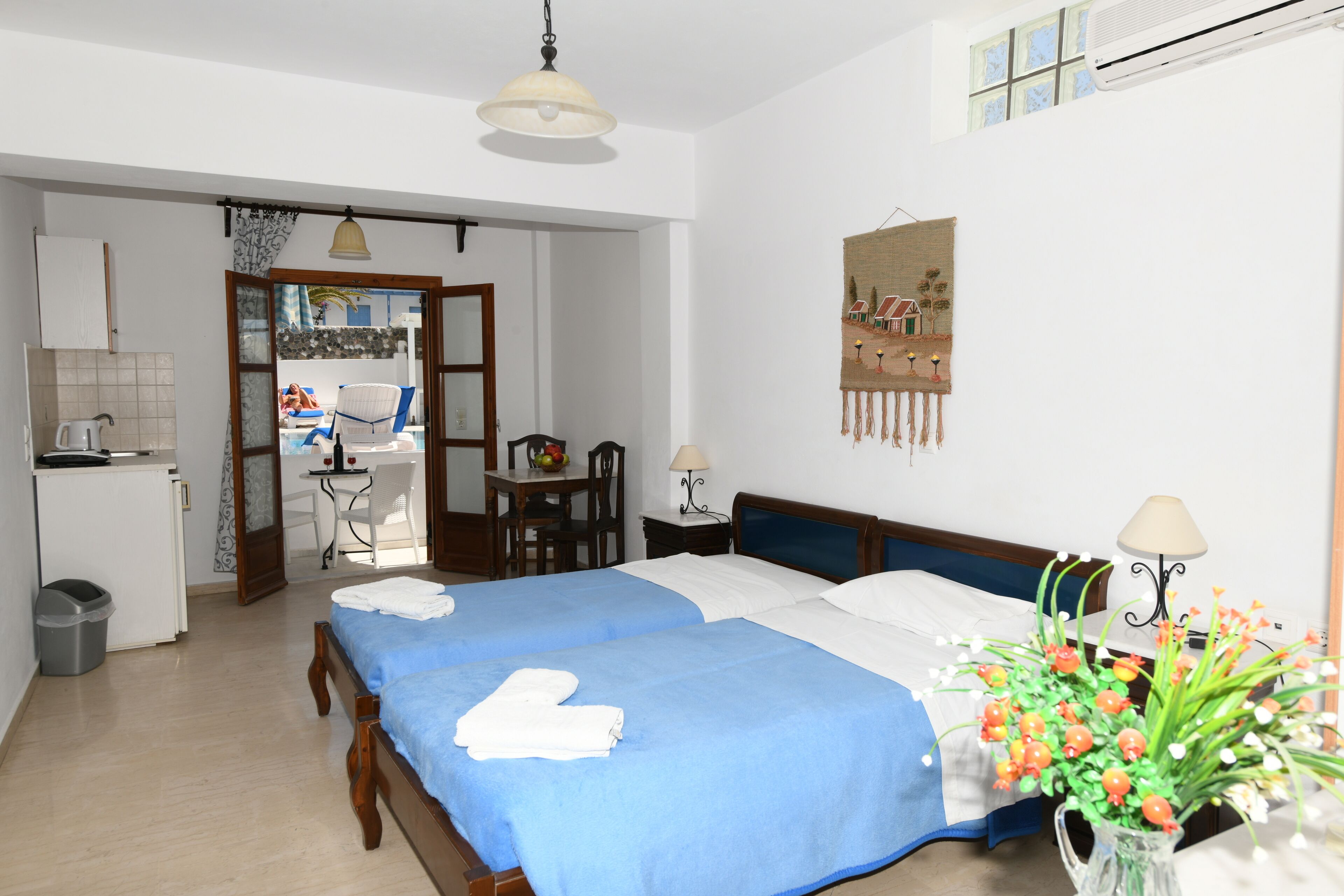 studio, pool view, ground floor (double) | 1 bedroom, in-room safe, iron/ironing board, free wifi