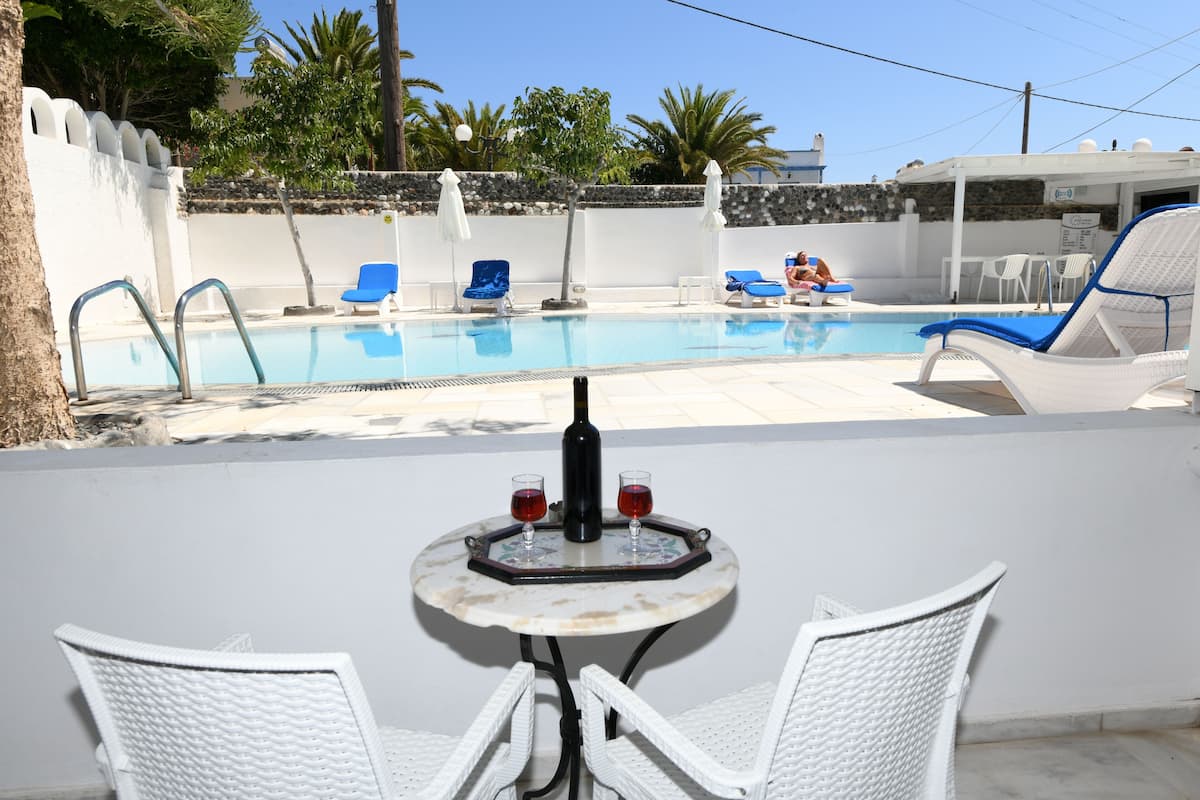 Studio, Pool View, Ground Floor (Double) | 1 bedroom, in-room safe, iron/ironing board, free WiFi