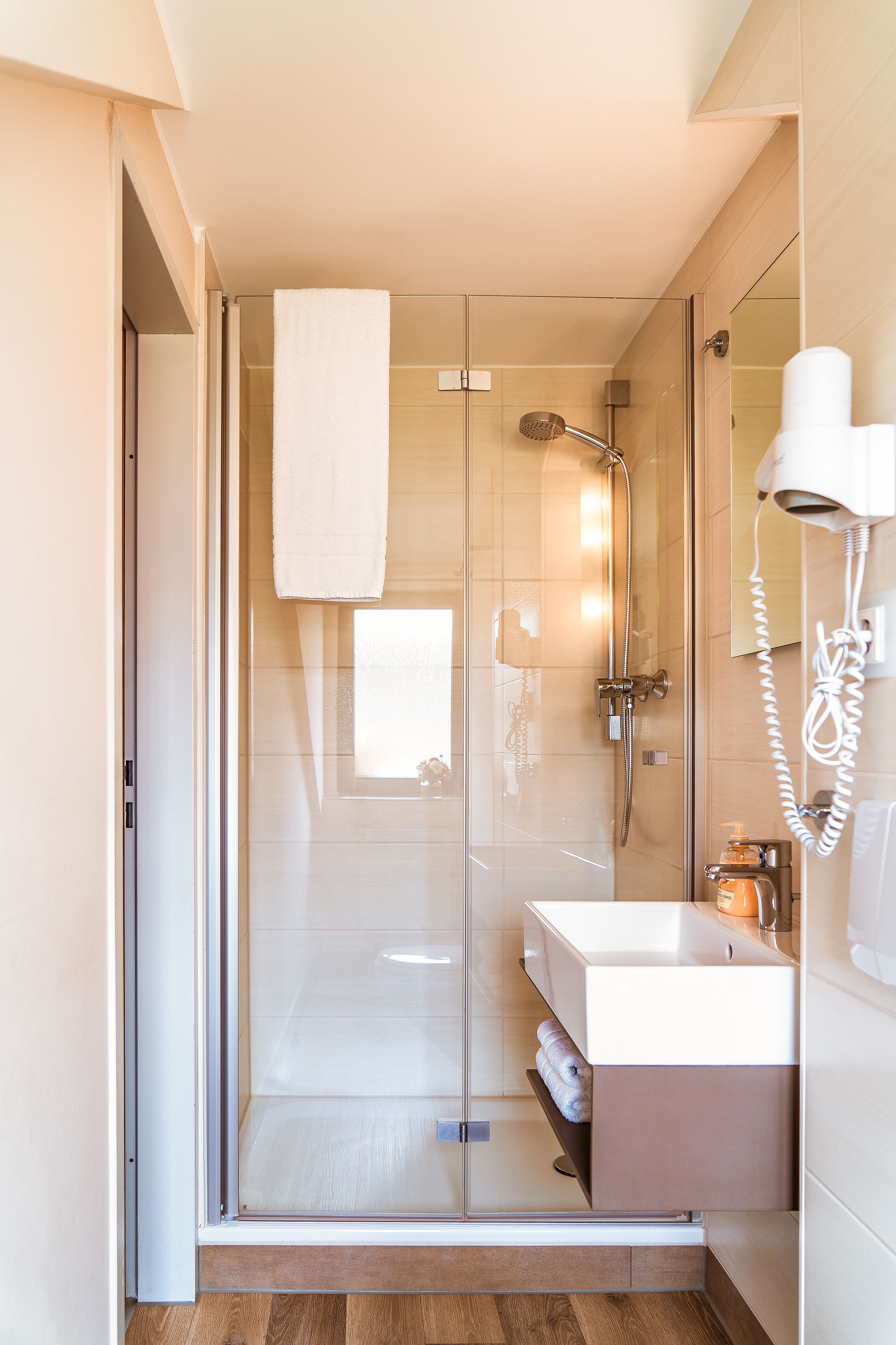 single room | bathroom | shower, towels