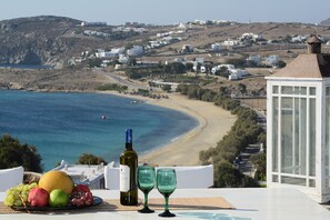 Standard Apartment, 2 Bedrooms, Sea View (Karapeti) | Balcony view - Thalasses Villas (Mykonos)