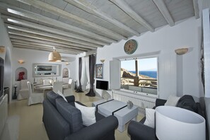 Apartment Harmony | Living area | Flat-screen TV - Thalasses Villas (Mykonos)