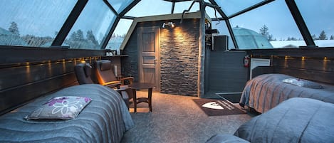 Family Glass Igloo (warm room) | 1 camera, con stile personalizzato, Wi-Fi gratuito, lenzuola