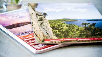 Ett tidningsnummer ligger på ett bord, och omslagsbilden visar tydligt ett landskapsmotiv.