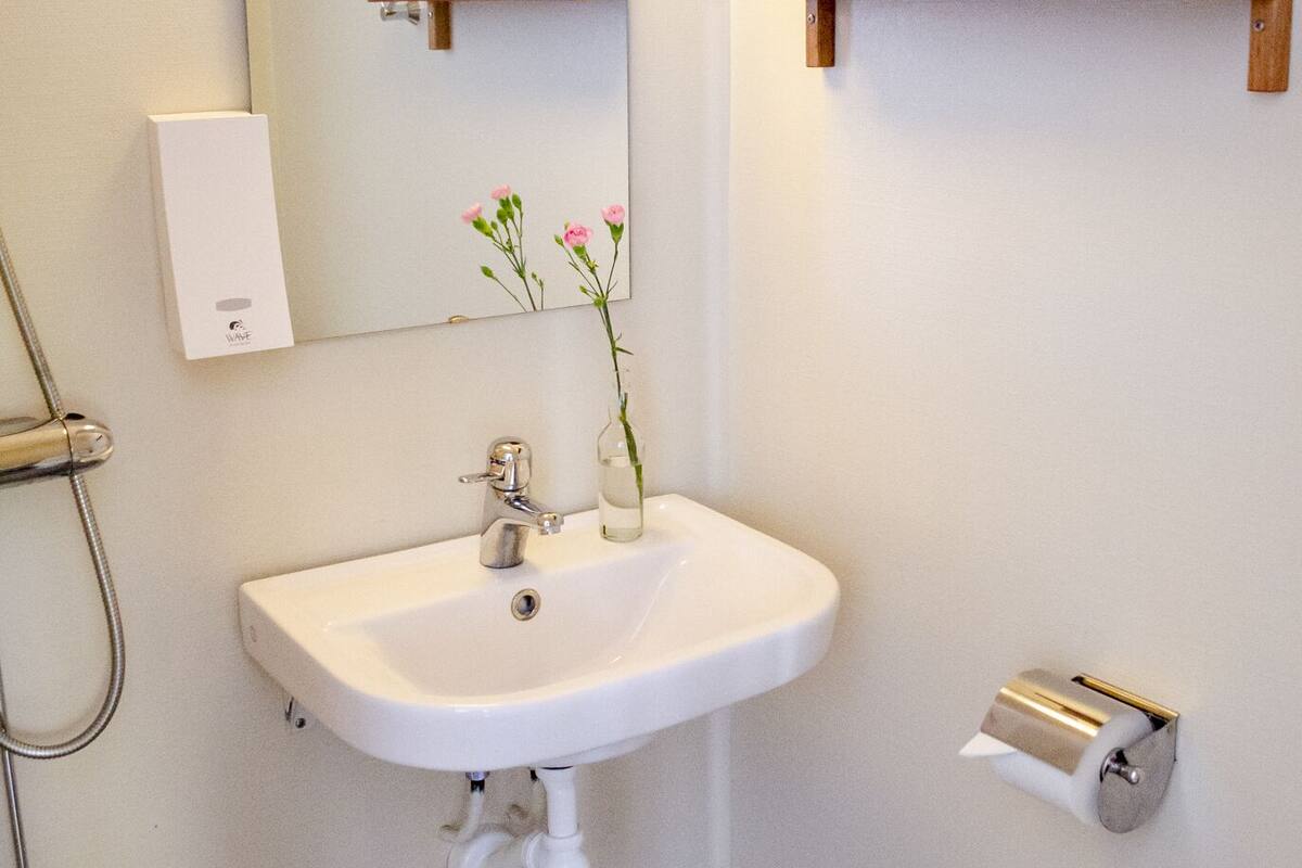 single room | bathroom | shower, towels