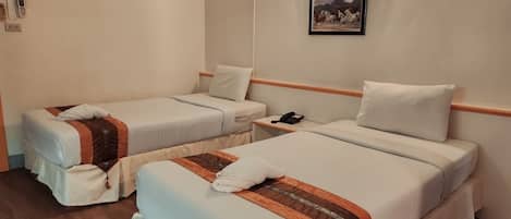 Desk, free WiFi, bed sheets