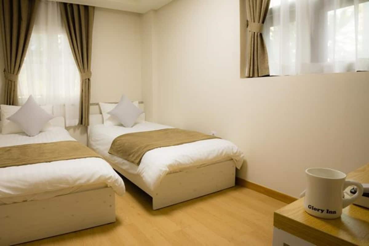 Habitación básica con 2 camas individuales, para no fumadores | Escritorio, tabla de planchar con plancha y wifi gratis
