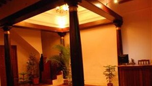 Una habitación con piso de madera, un escritorio y varias plantas en macetas.