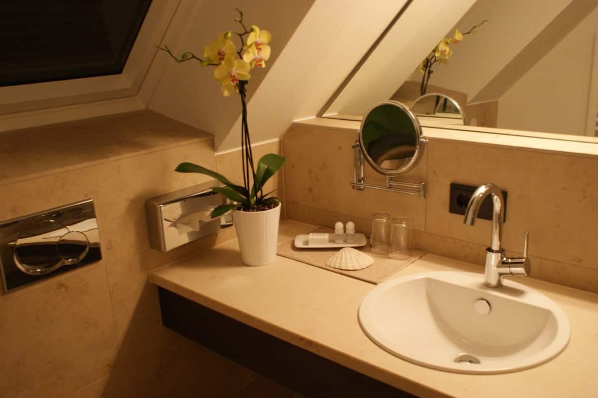 shower, free toiletries, hair dryer, slippers