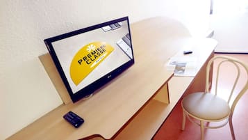 Premium bedding, desk, free WiFi, bed sheets