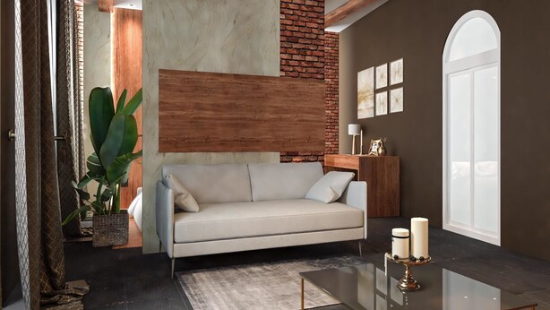 A modern living room with a sofa, coffee table, and decorative items. - Dimora Frattina (Rome)