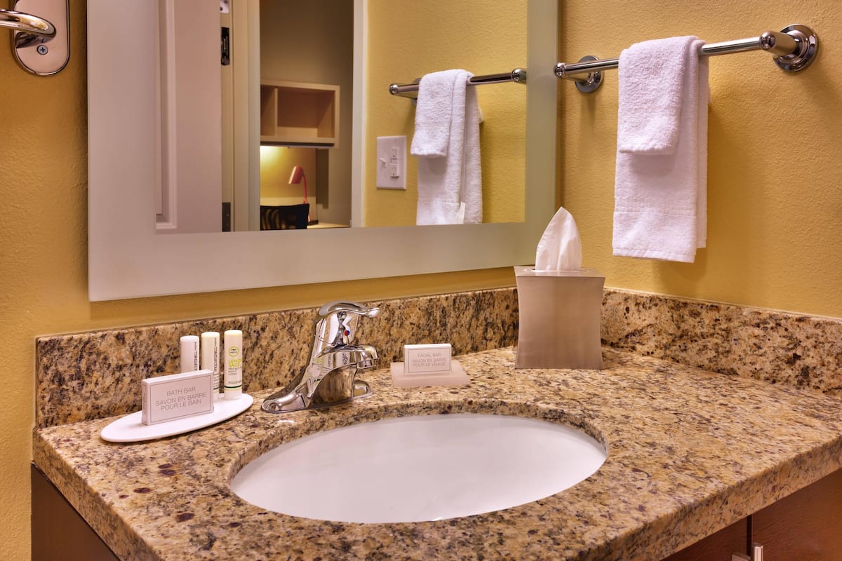 free toiletries, hair dryer, towels