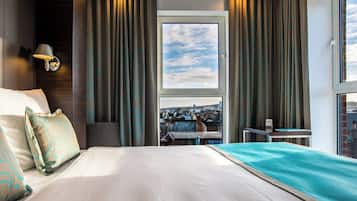 Egyptian cotton sheets, premium bedding, desk, iron/ironing board