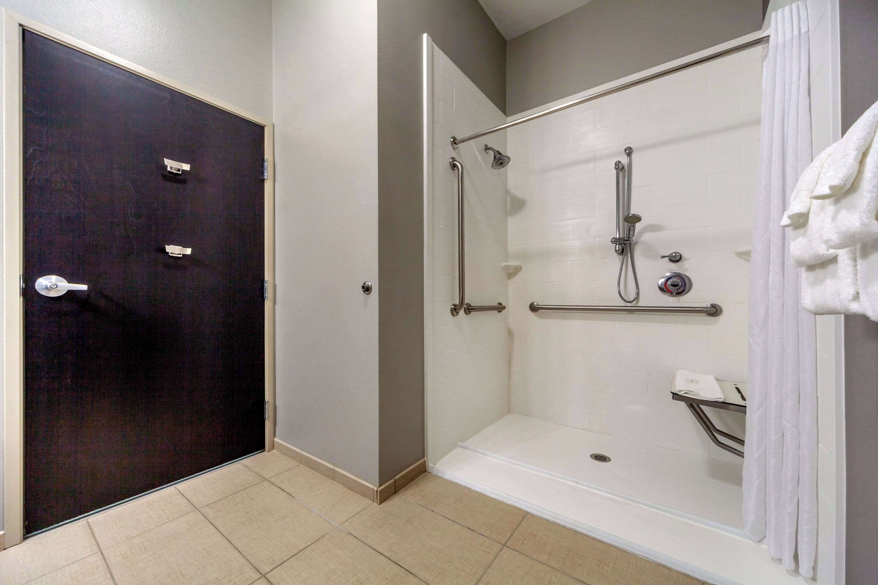 suite, 1 king bed with sofa bed, accessible, non smoking | bathroom | free toiletries, hair dryer, towels