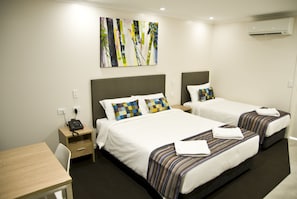 Premium bedding, desk, soundproofing, iron/ironing board