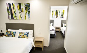 Premium bedding, desk, soundproofing, iron/ironing board