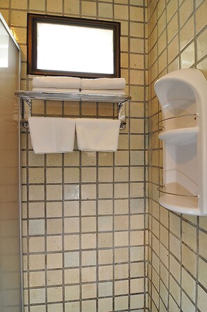 Standard Twin Bed Room with Balcony | Bathroom | Shower, rainfall showerhead, hair dryer, towels