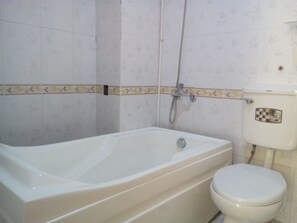 Shower, free toiletries, hair dryer, slippers