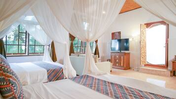 Double or Twin Room, Multiple Beds, Pool View | Minibar, desk, blackout drapes, iron/ironing board (on request)