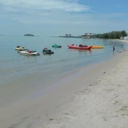 On the beach, white sand