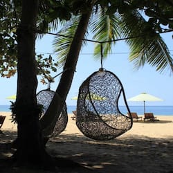 Private beach, white sand, sun-loungers, beach umbrellas
