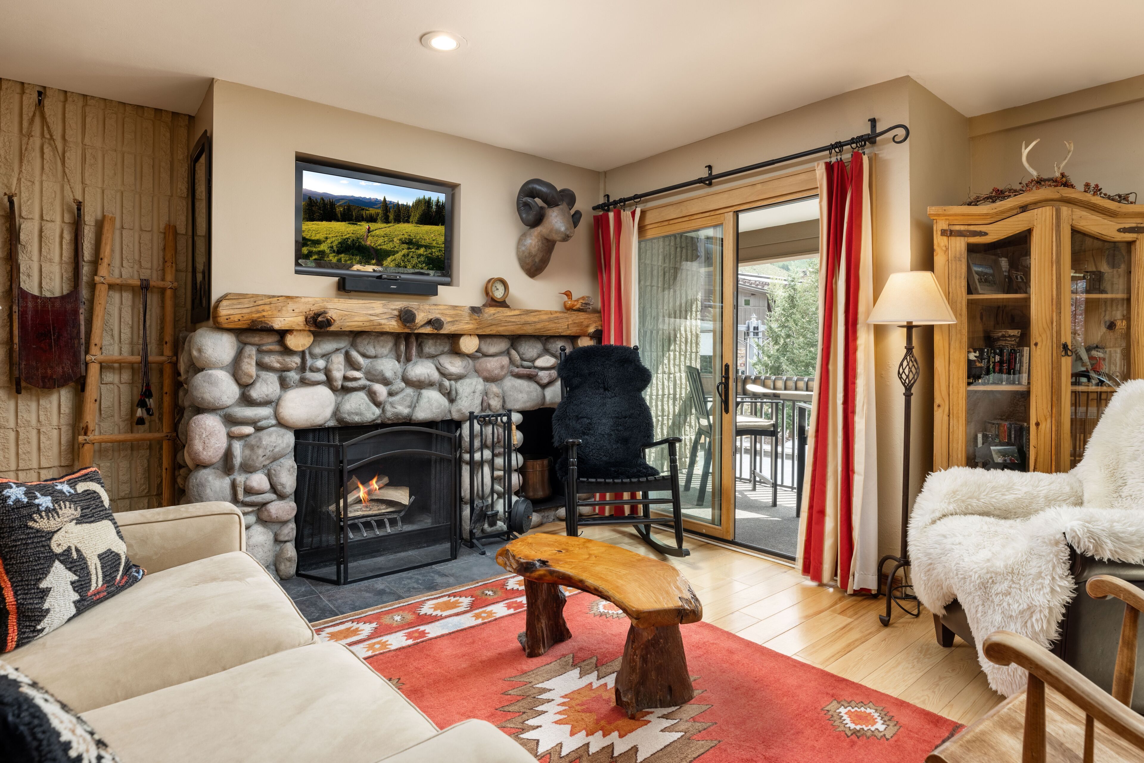 Condo, Fireplace (Vail 21 307) | Living area | TV, fireplace, DVD player