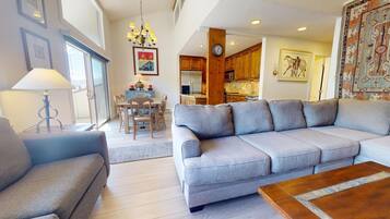 Condo, 3 Bedroom 3 Bath | Living area | Flat-screen TV, fireplace, DVD player