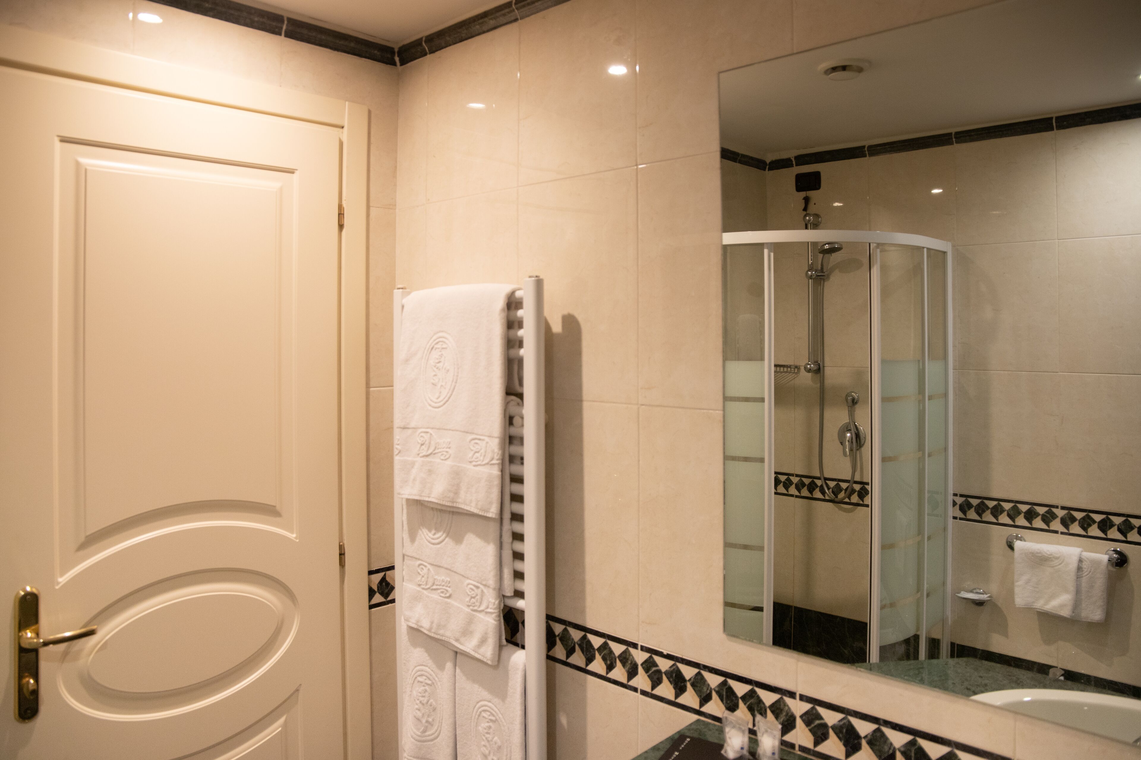 combined shower/bathtub, free toiletries, bidet, towels