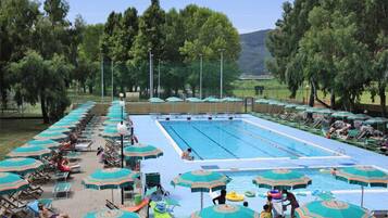 Piscina stagionale all'aperto, lettini